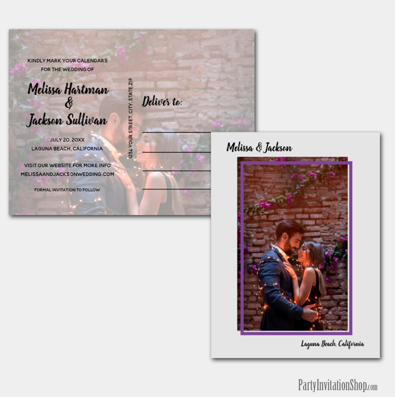 Color Framed Photo Wedding Save the Date Postcards - Shop PartyInvitationShop.com