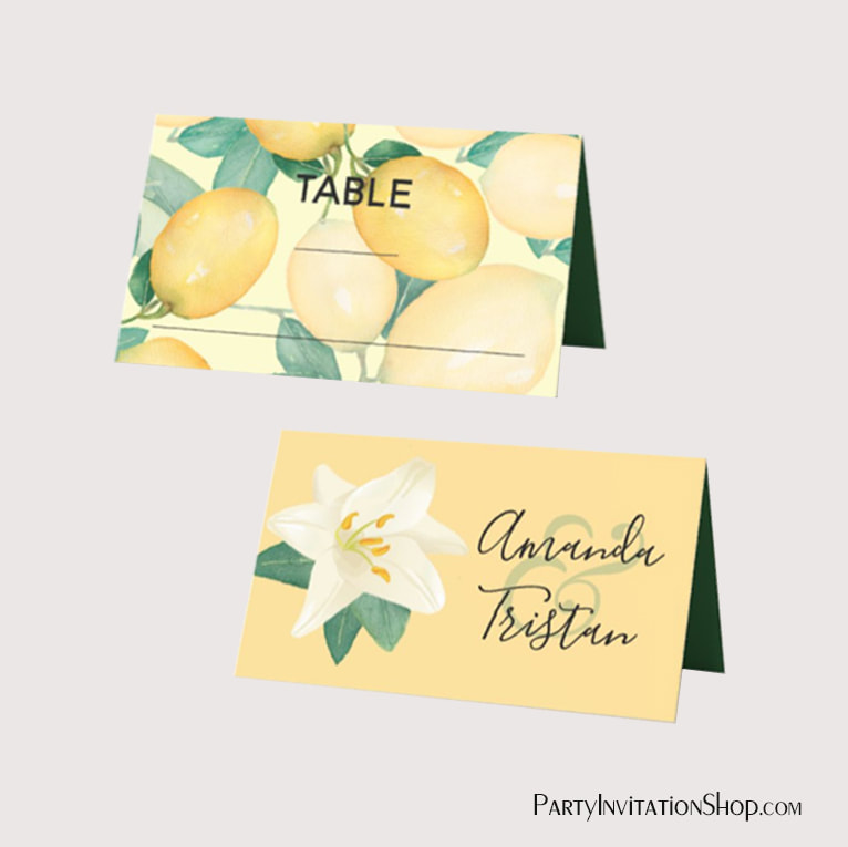 Boho Lemons and Greenery Wedding Placecards