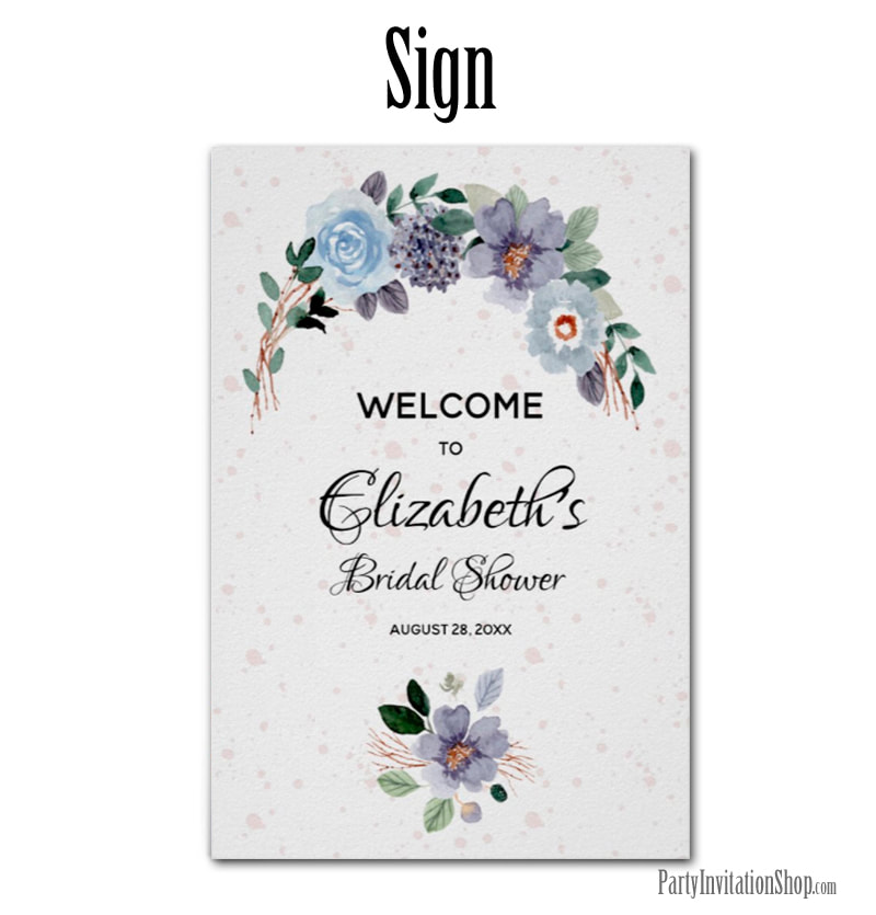Purple Floral Bridal Shower Welcome Sign
