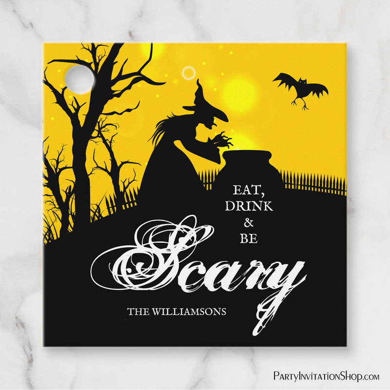 Wicked Witch Silhouette Halloween Favor Tags