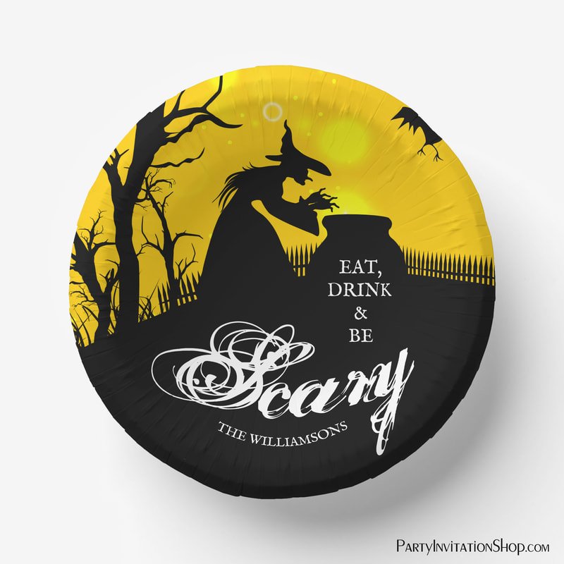 Wicked Witch Silhouette Halloween Paper Bowls