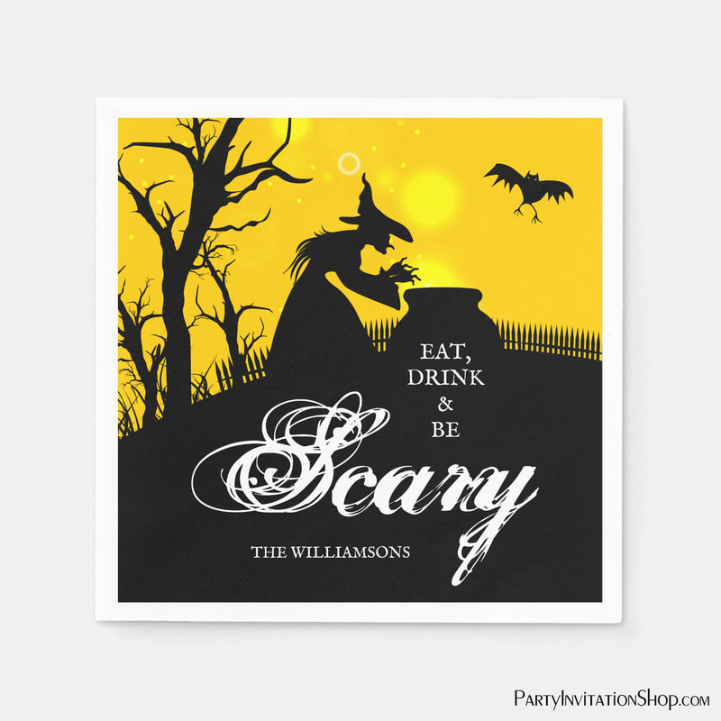 Wicked Witch Silhouette Halloween Napkins