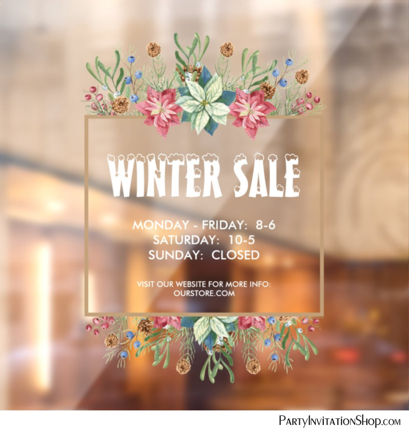 Floral Botanicals Winter Sale Window Cling