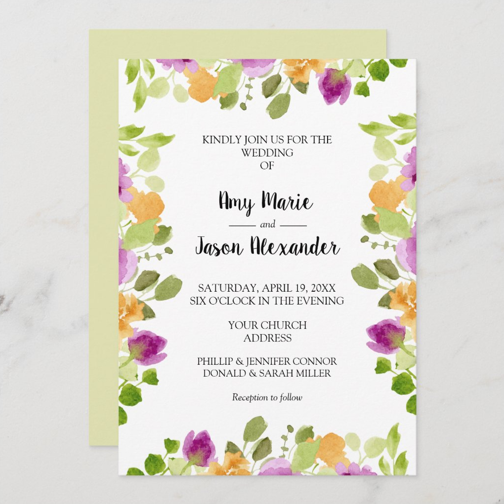 Purple Blooms Wedding Invitation Suite