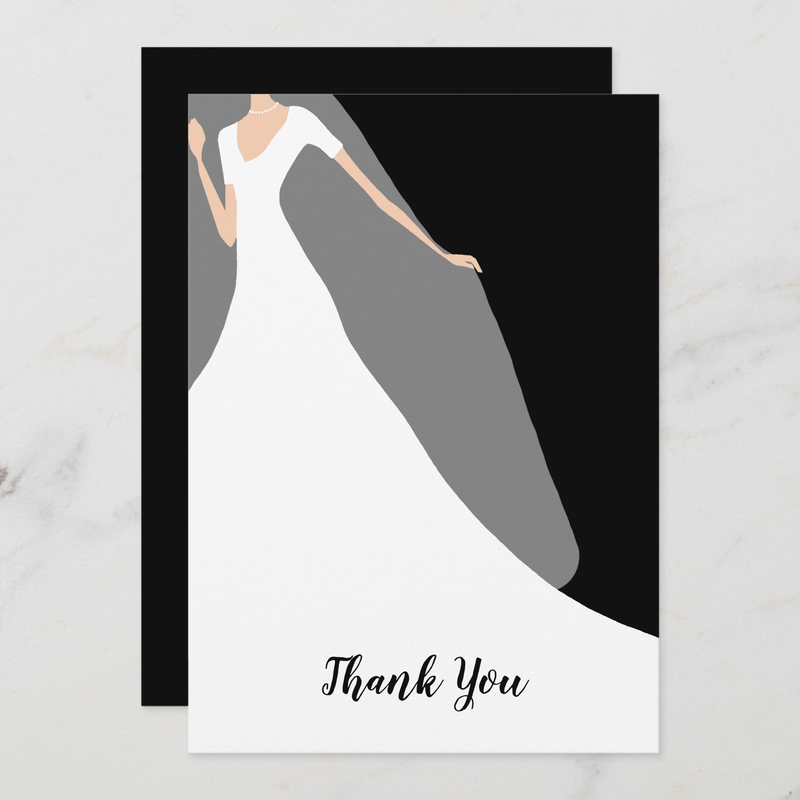 Black and White Bridal Shower Thank You Cards