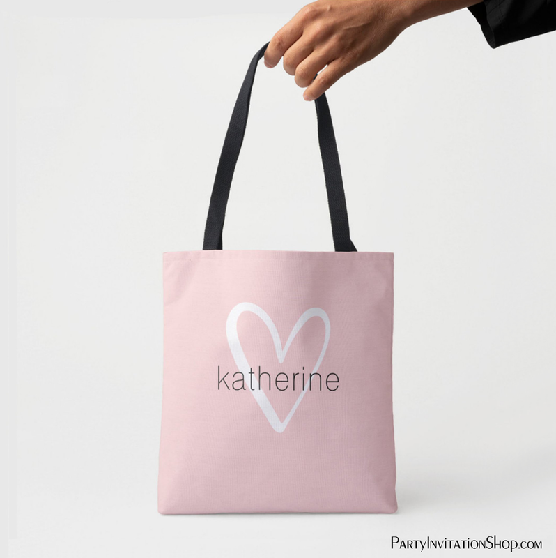 Chic Heart Personalized Blush Pink Tote Bag