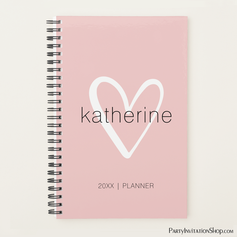 Chic Heart Blush Pink Weekly Monthly Non Dated Planner