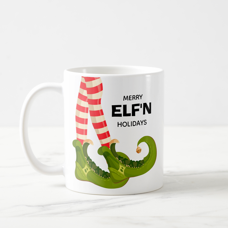 by Party Invitation Shop Christmas Elf Legs Coffee Mug