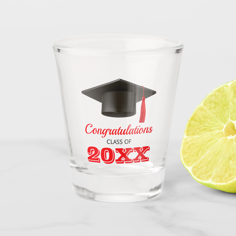 Congratulations College Graduation Party Favor Red Shot Glass
