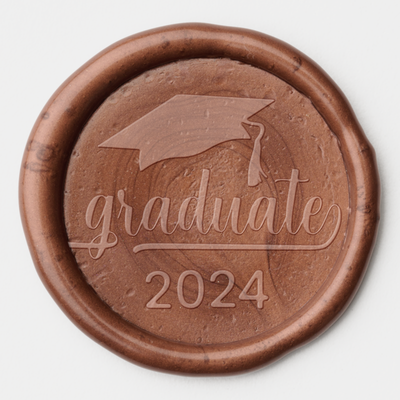 Elegant Copper Graduate Wax Seal Sticker