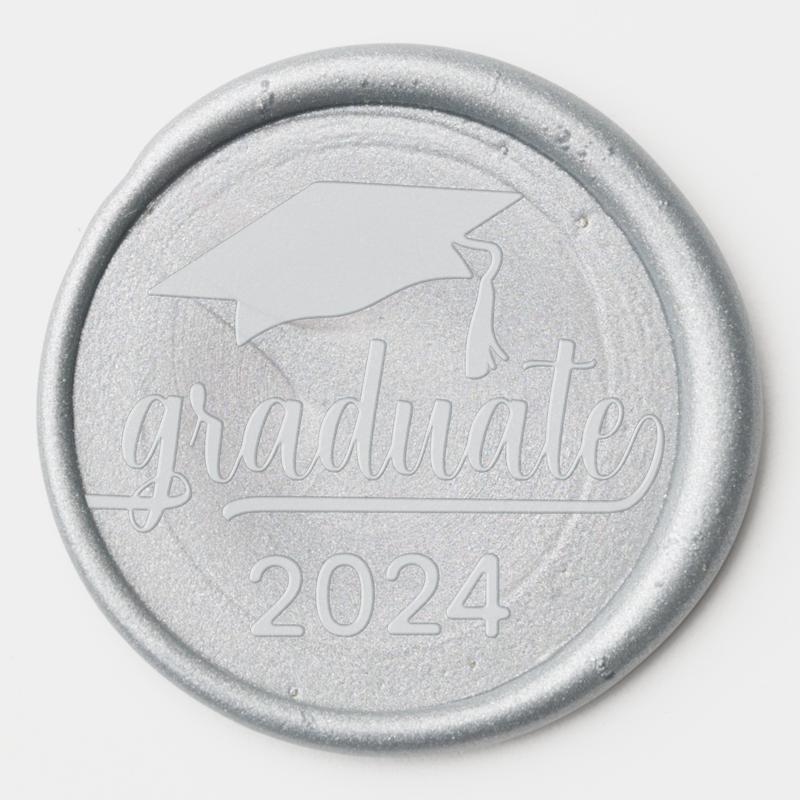 Elegant Silver Graduate Wax Seal Sticker