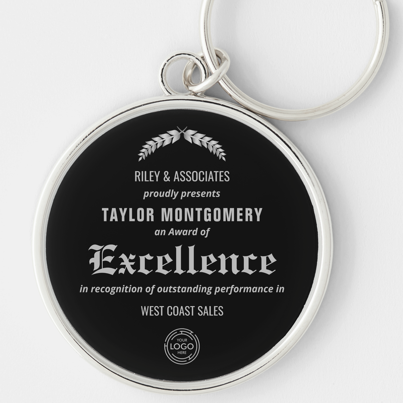 Award of Excellence with Business Logo Keychain