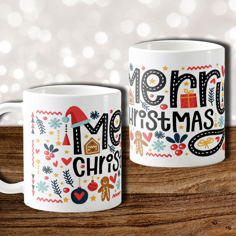 MERRY CHRISTMAS Typography Holiday Coffee Mug