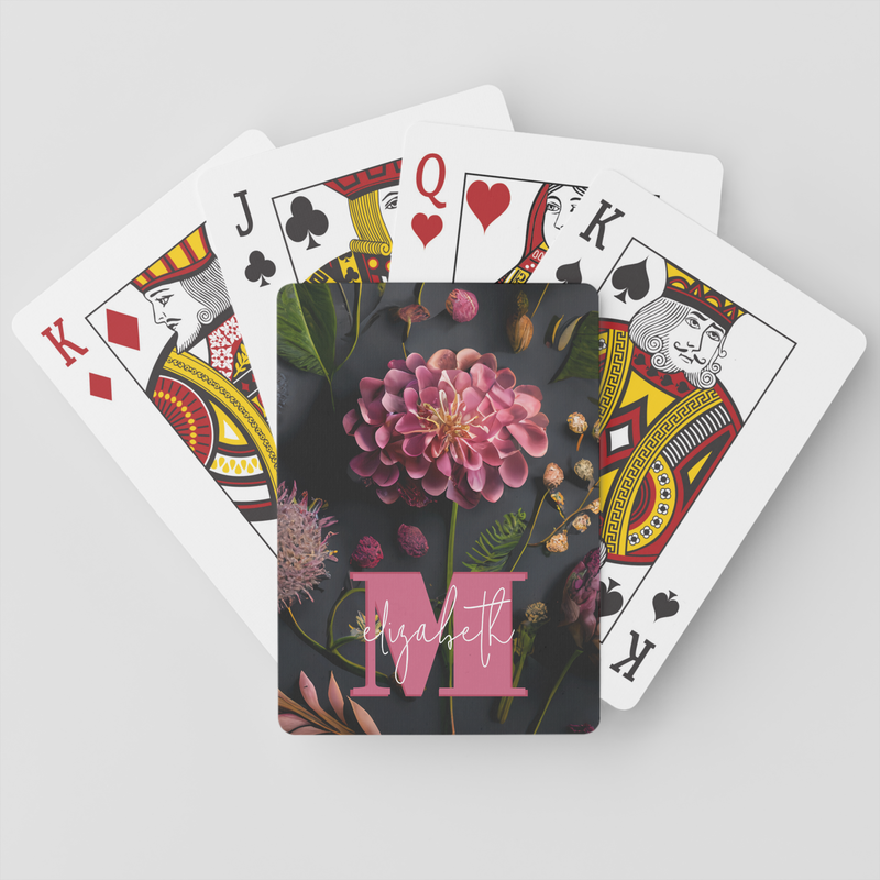 Monogrammed Floral Playing Cards