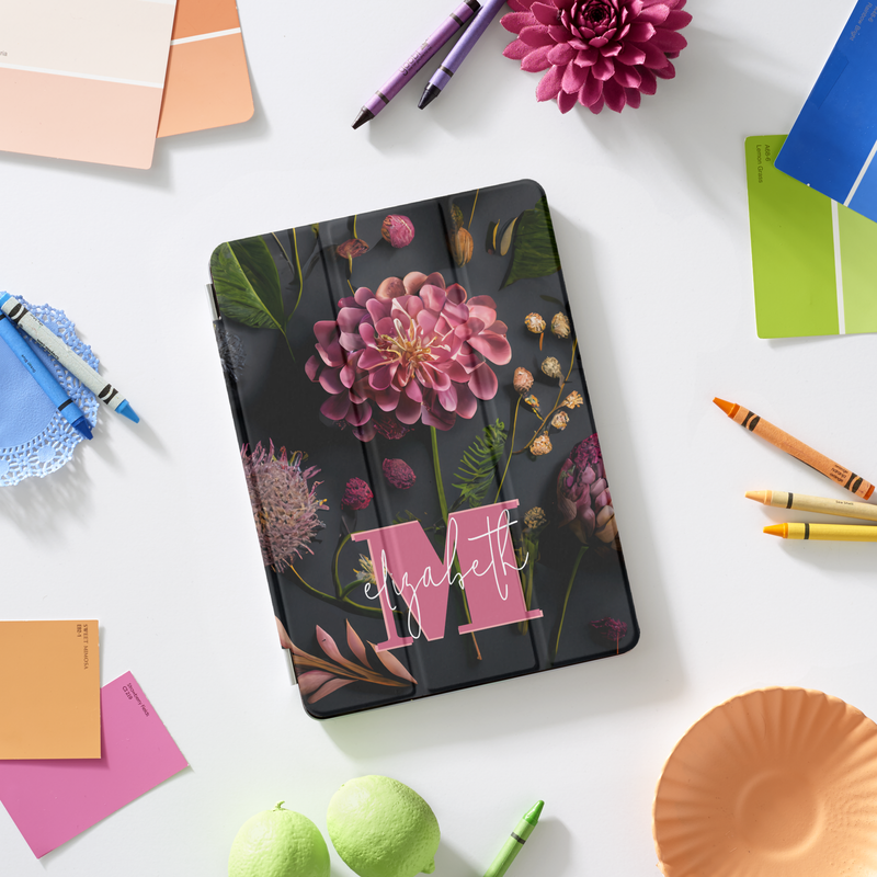 Moody Floral Monogrammed iPad Air Cover