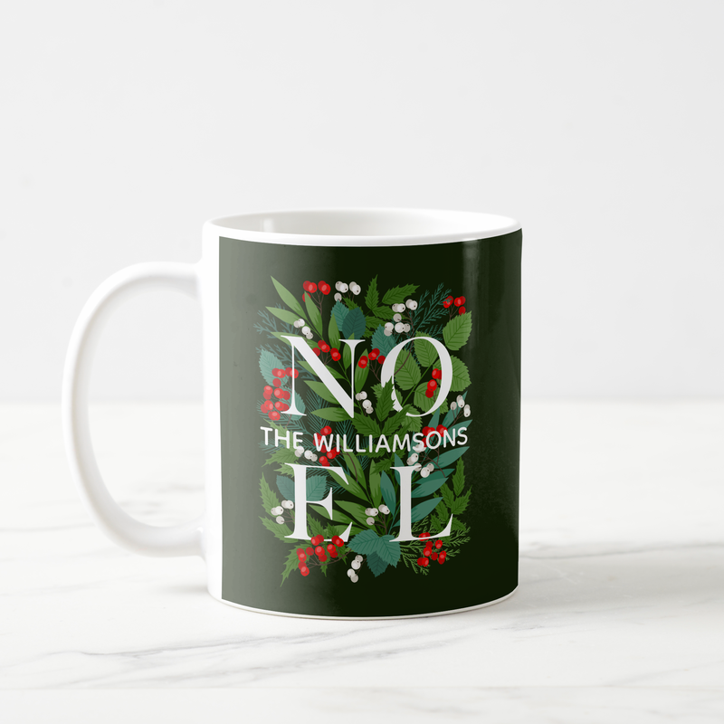 NOEL Personalized Family Name Christmas Coffee Mug