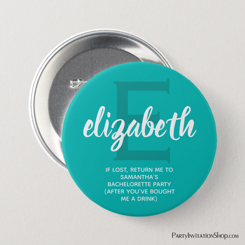 Personalized Turquoise Bachelorette Party Buttons