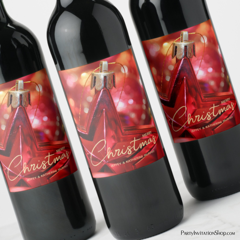 Star Ornament Christmas Wine Labels