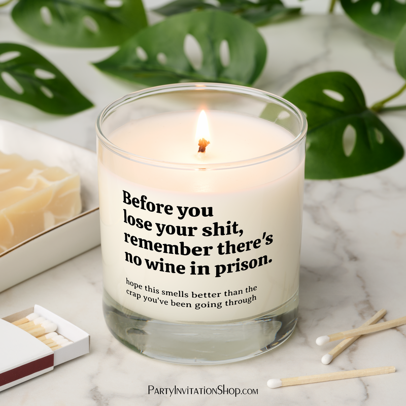 Before You Lose Your Sh*t, Remember there is no wine in prison Scented Candle