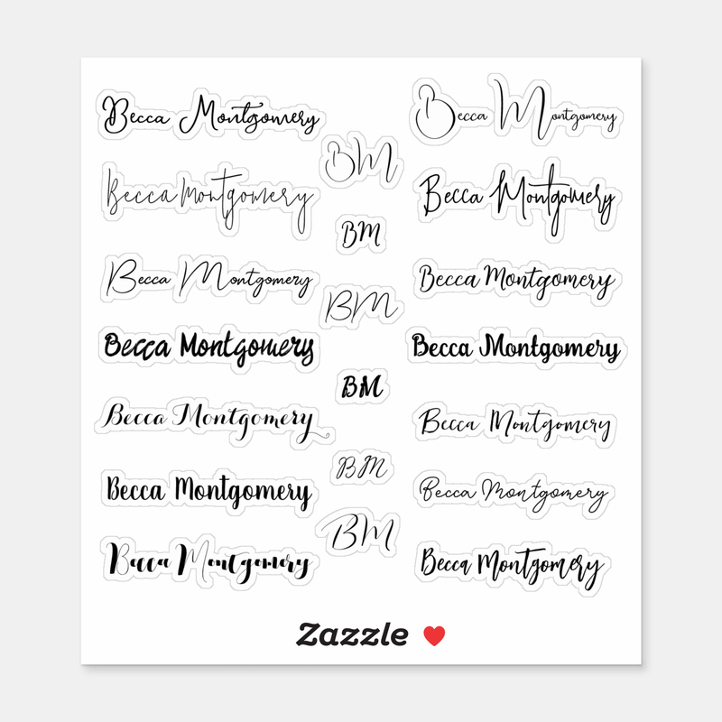 Stylish Script Name and Initials Stickers