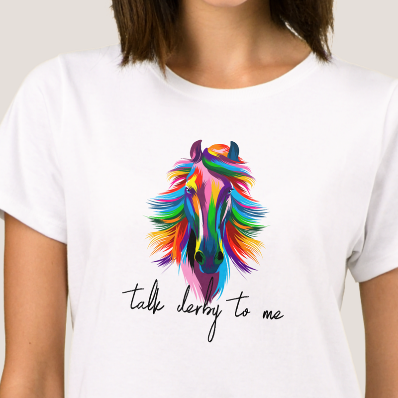 Talk Derby to Me Colorful Racehorse T-Shirt