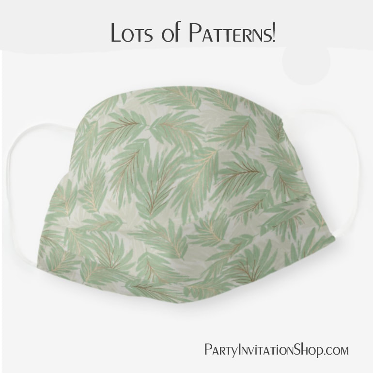 Gold Accented Green Palms on Pale Sage Cloth Face Mask