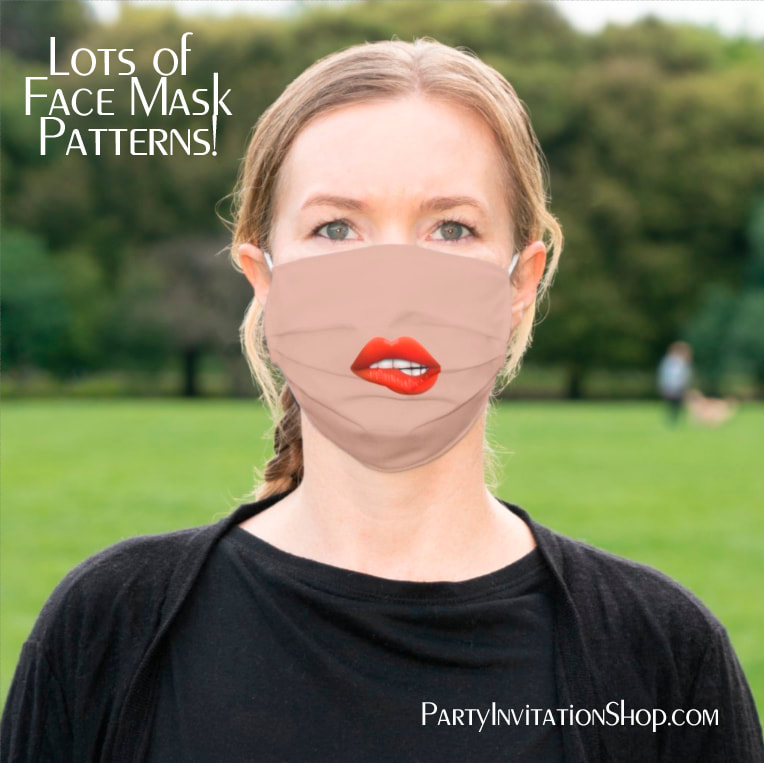Worried Red Lips White Teeth Woman's Cloth Face Mask