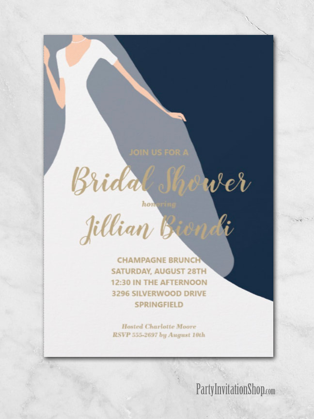 Gown and Veil Bridal Shower Invitations at Party InvitationShop.com