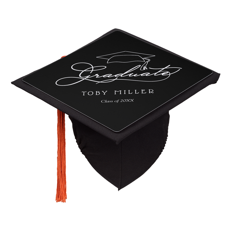 Class of Graduate Script Personalized Name Black Graduation Cap Topper