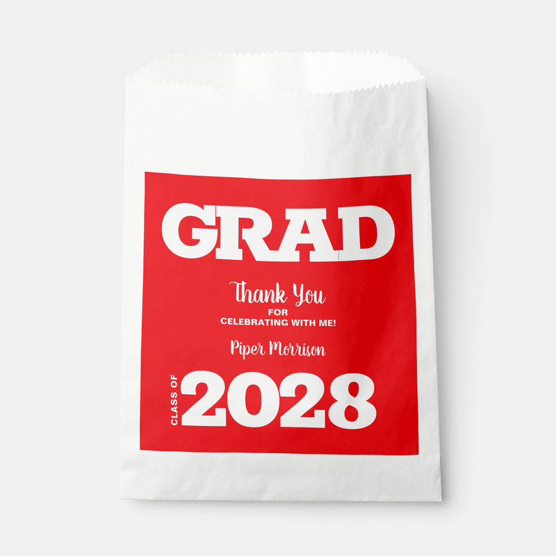 Red and White Graduation Party Favor Bags