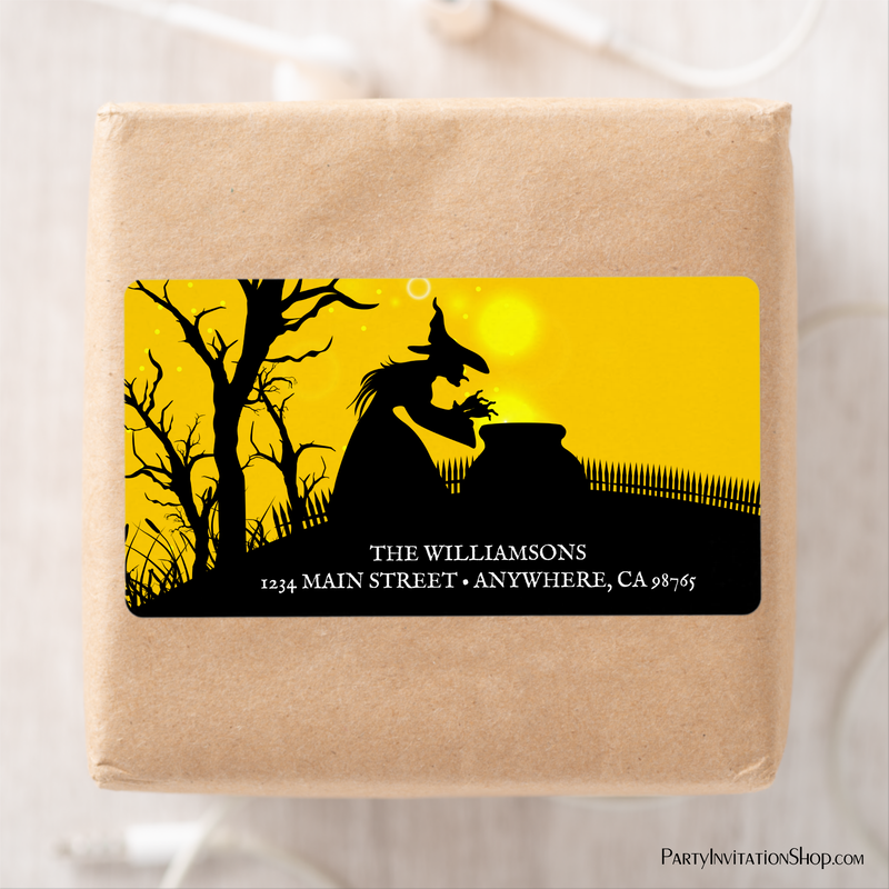 Wicked Witch Silhouette Halloween Return Address Label