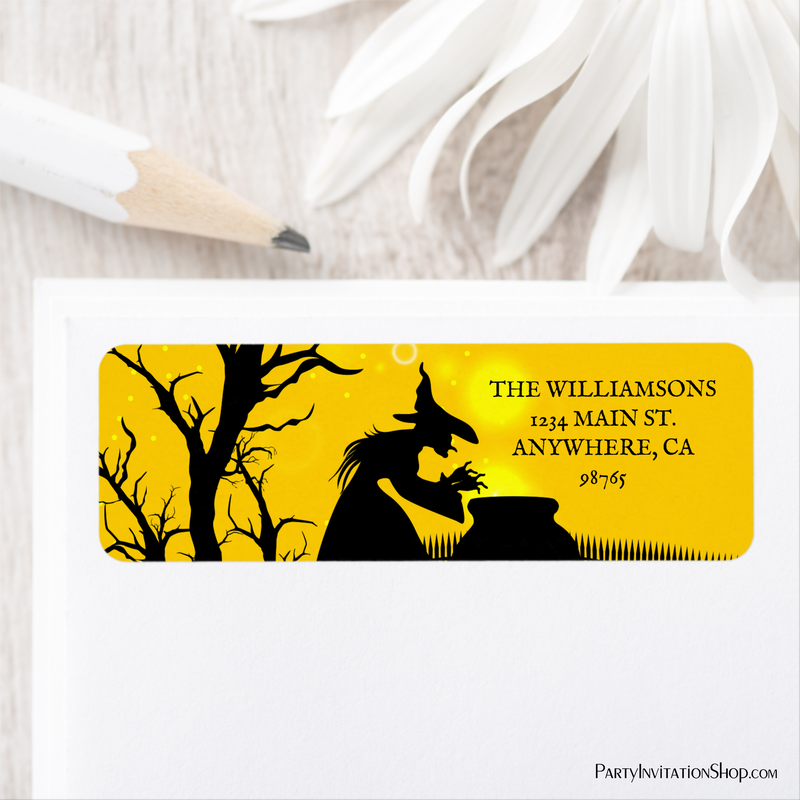 Wicked Witch Silhouette Halloween Return Address Label