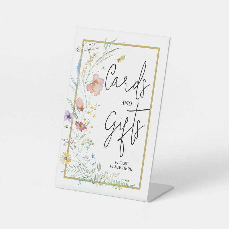 Wildflowers Bridal Shower Cards and Gifts Pedestal Sign
