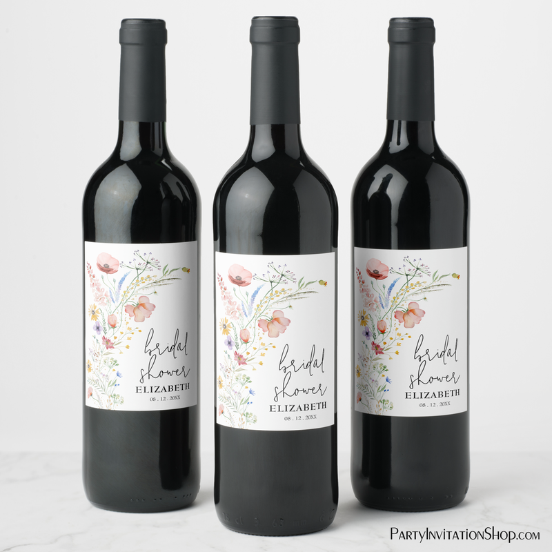 Wildflowers Bridal Shower Wine Labels