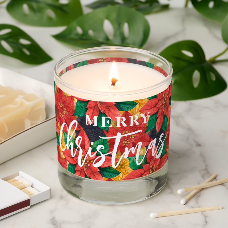 Merry Christmas Poinsettia Scented Candle