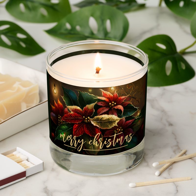 Merry Christmas Poinsettias Scented Candle