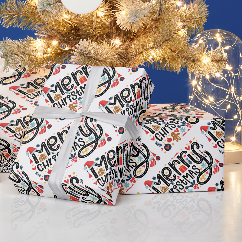 Merry Christmas Typography Wrapping Paper