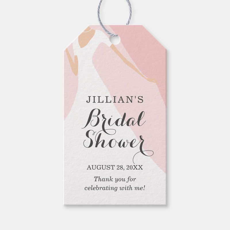 Gown Bridal Shower Pink Thank You Gift Tags