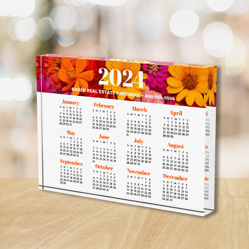 2024 Business Promotion Floral Calendar Photo Block