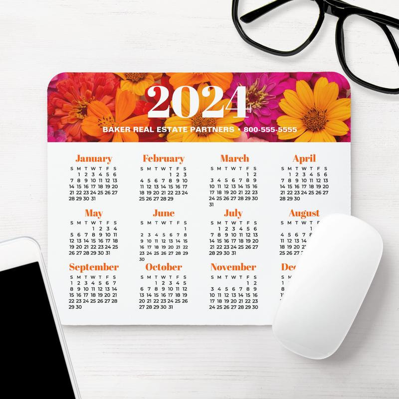 2024 Floral Business Promotion Calendar Mouse Pad