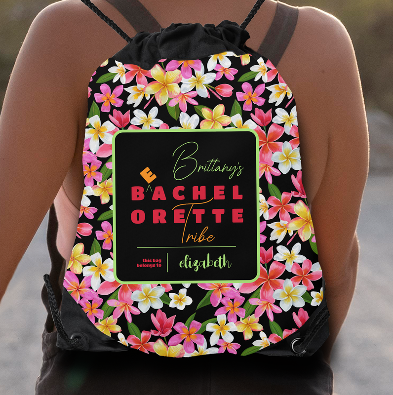 Bachelorette Tribe Floral Drawstring Bag