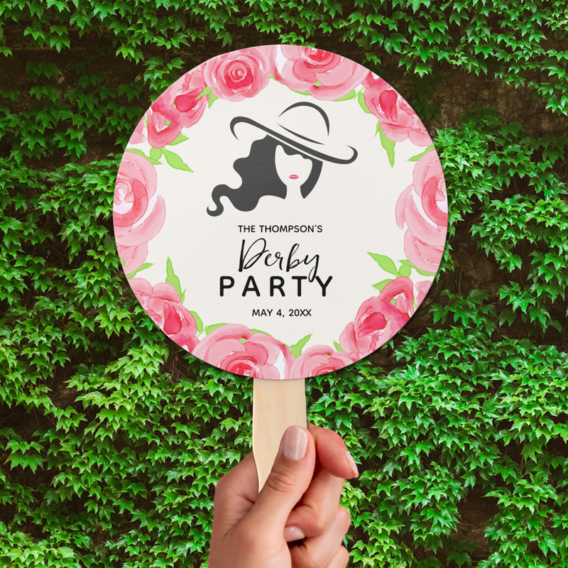Lady's Hat and Roses Kentucky Derby Party Hand Fan
