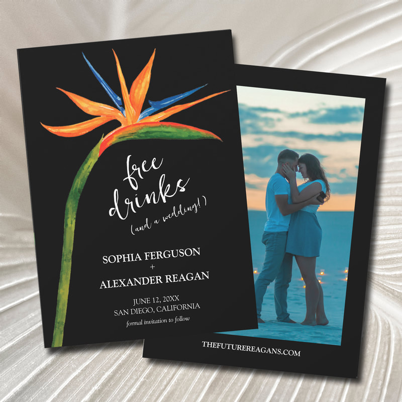 Bird of Paradise Wedding Photo Save The Date Cards