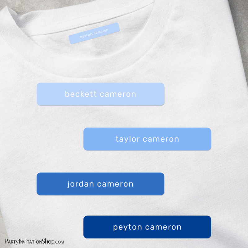 Blue Kids Name Iron On Clothing Labels