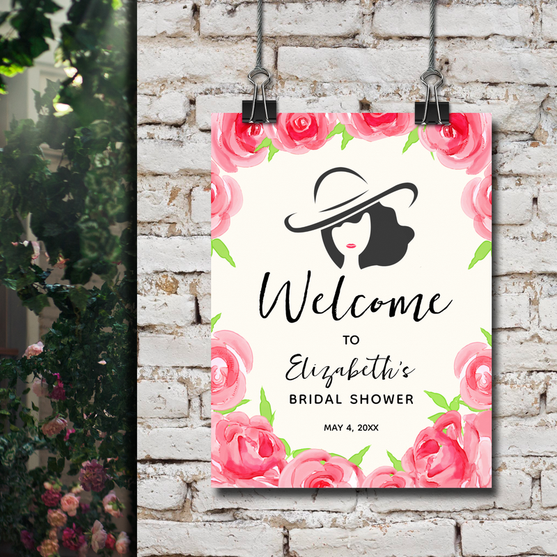Bride and Roses Bridal Shower Welcome Poster