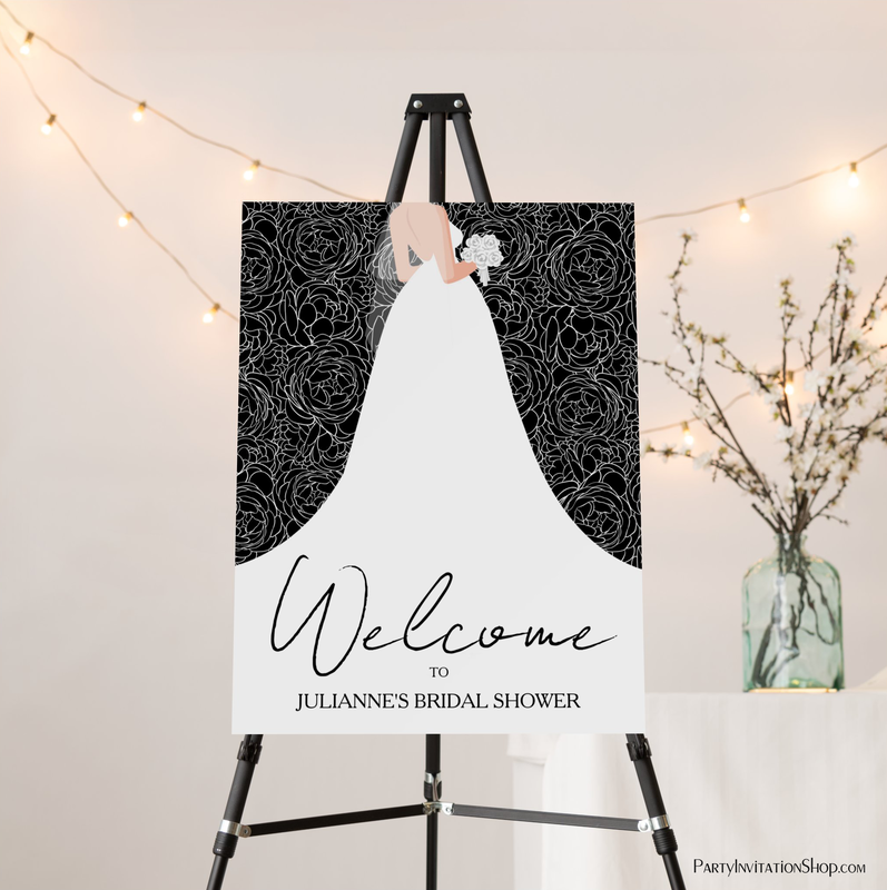 Wedding Gown Black and White Bridal Shower Foam Board
