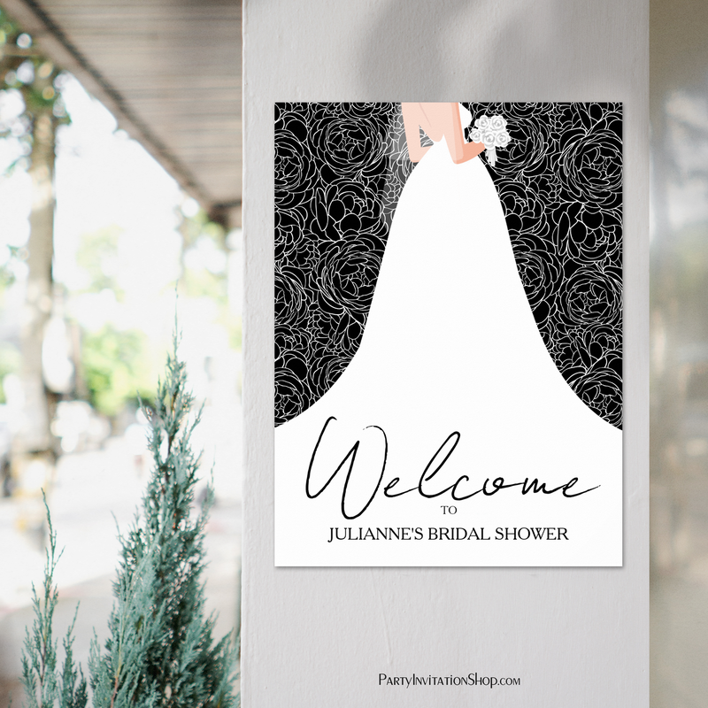 Wedding Gown Black and White Bridal Shower Poster