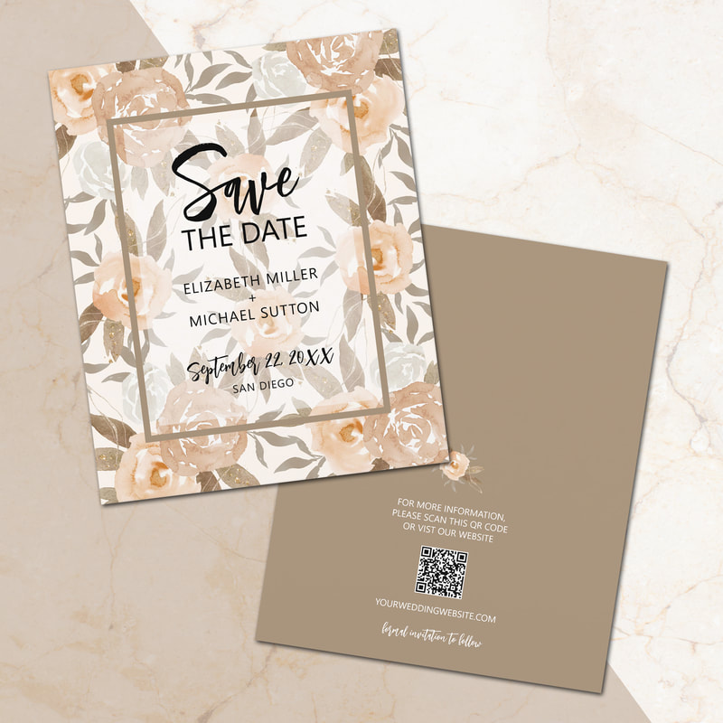 Budget Floral QR Code Wedding Save the Date Flyer