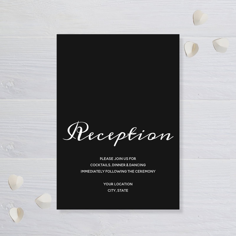 Budget Simple Black White Wedding Reception Enclosure Cards
