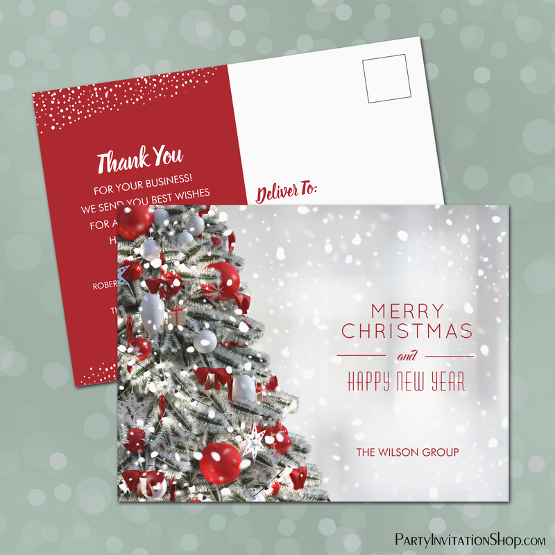 Elegant Christmas Tree Business Holiday Thank You Postcards